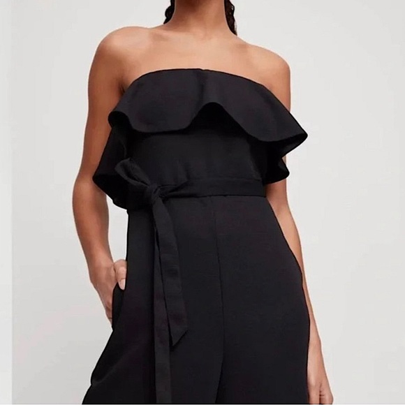 Aritzia Babaton Strapless Wide Leg Jumpsuit Black Romper Women SZ 8 - Picture 3 of 10